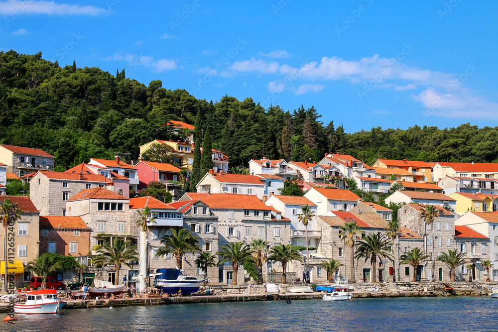 Fototapeta premium Waterfront of Korcula town, Croatia