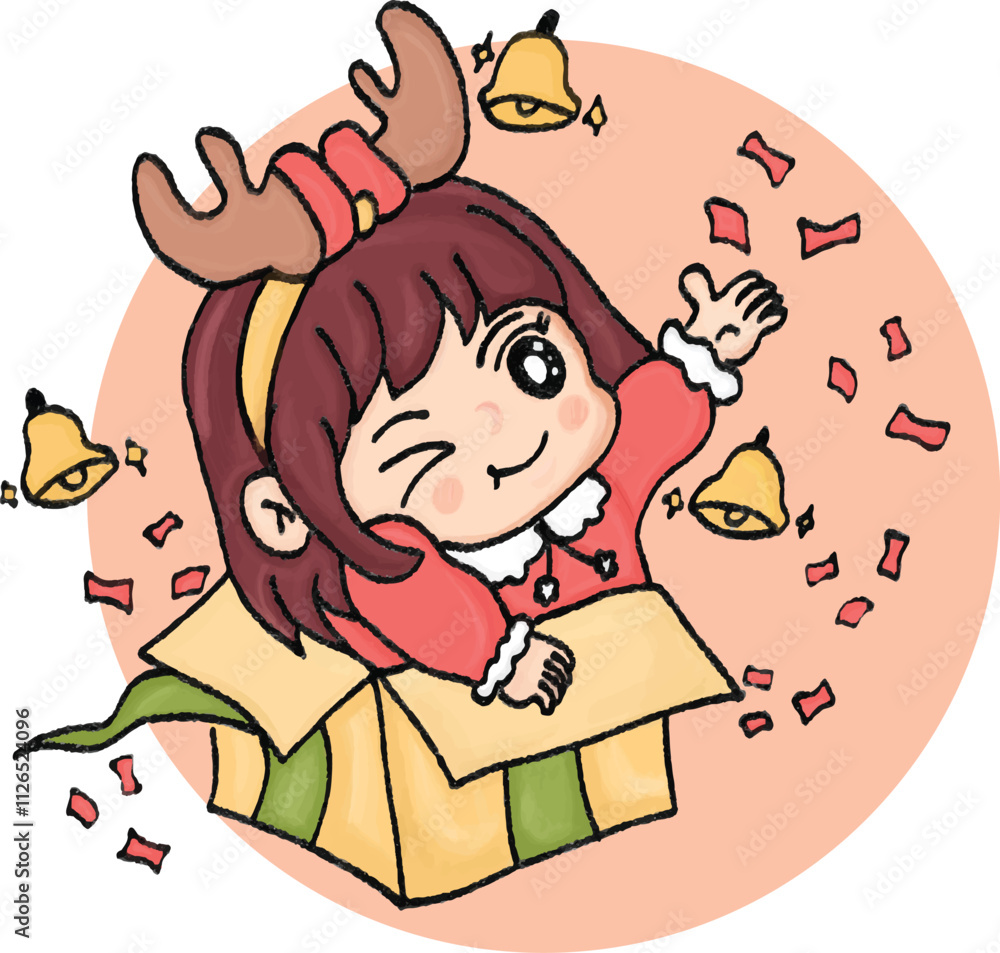 cute christmas chibi art elemen illustration