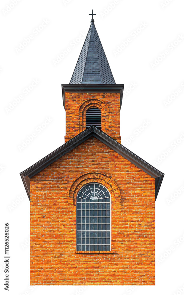 Fototapeta premium Brick Church Steeple Exterior Religious Building Architecture Detail