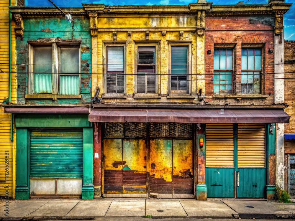 Naklejka premium Urban Exploration: Store Line Art - Accountability, Commitment & Diligence