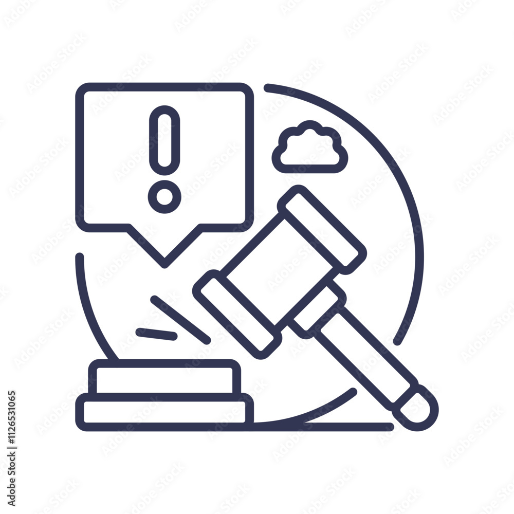 Gavel striking with exclamation mark symbolizing judicial authority and decision-making. Gavel striking with exclamation mark symbolizing judicial authority and decision-making.