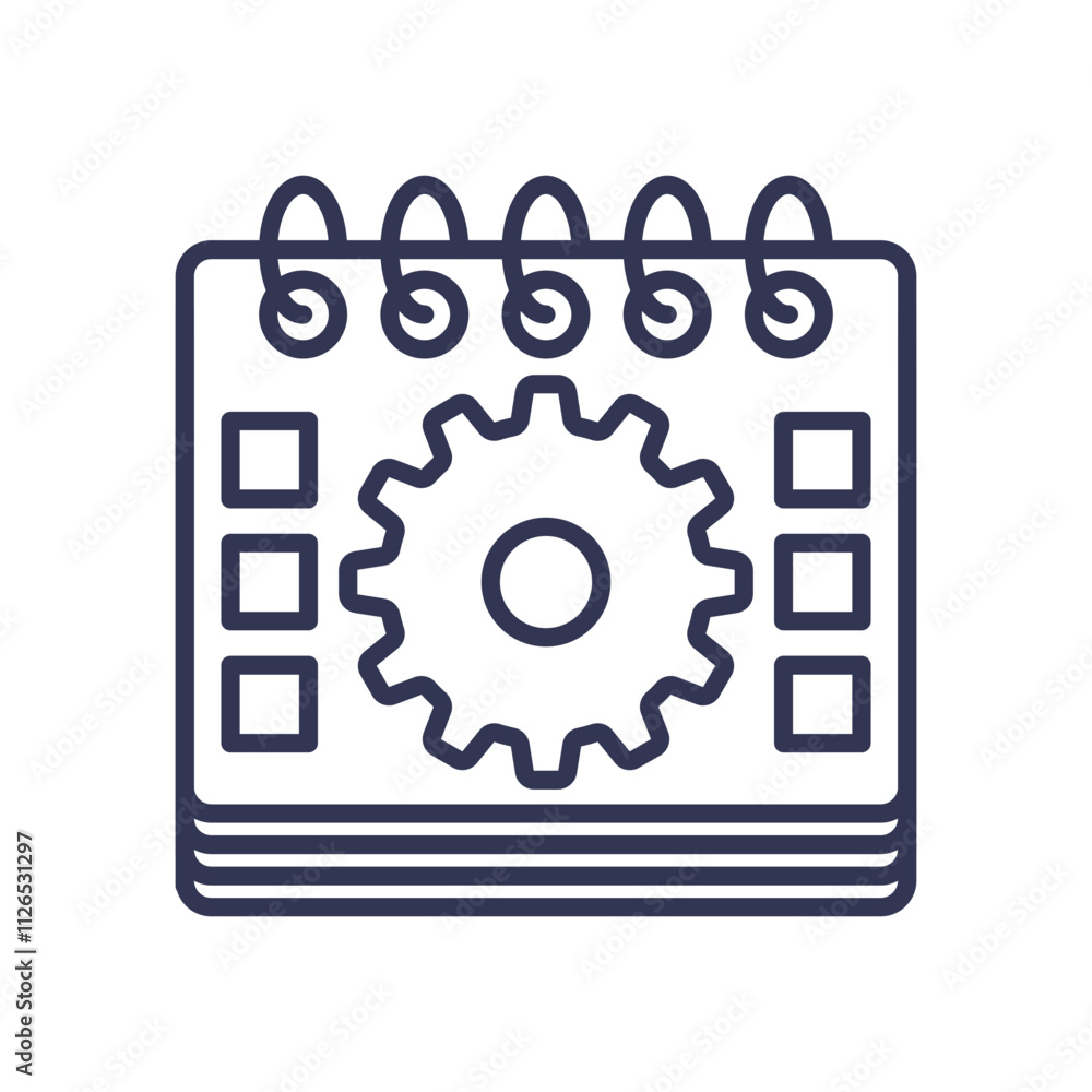 Calendar with gear symbolizes automated planning and scheduling. Calendar with gear symbolizes automated planning and scheduling.