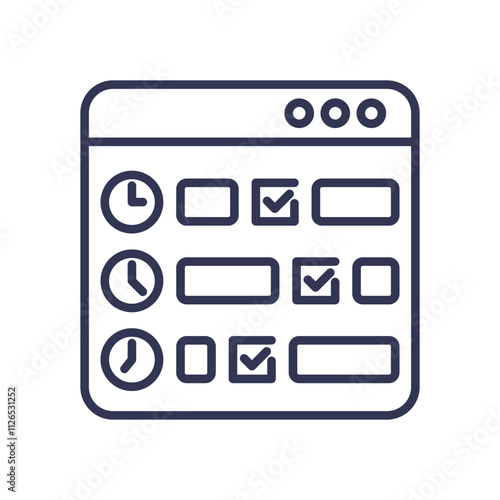 Illustration of a task management interface with clocks and checkboxes, symbolizing task sequencing.