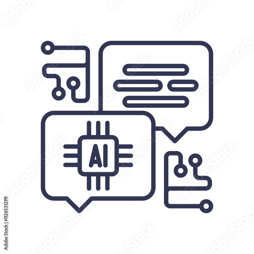 AI chip and speech bubbles symbolize AI-assisted content creation.