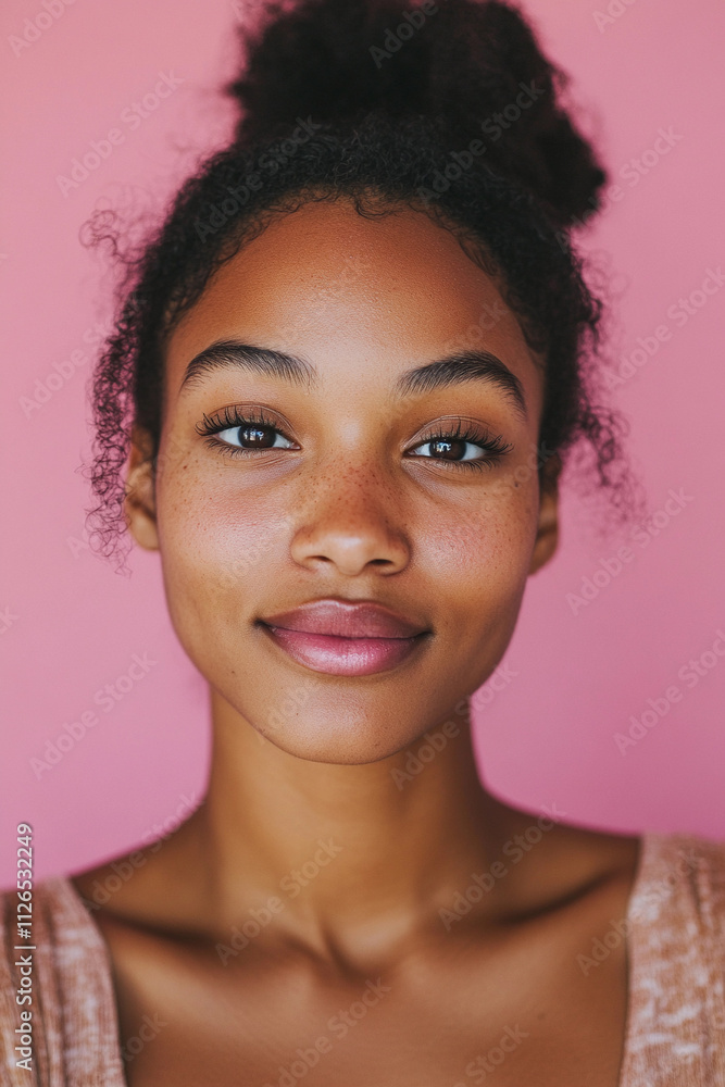 Bright smile against a vibrant pink background Bright smile against a vibrant pink background