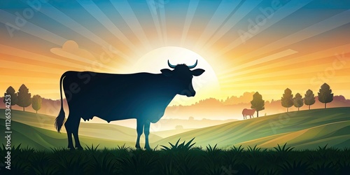 Cow Silhouette Vector Illustration for Farming and Nature Themes - Perfect for Logos, Graphics, and Creative Projects photo