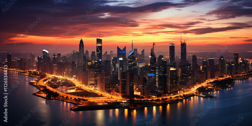 Fototapeta premium sunset in the city