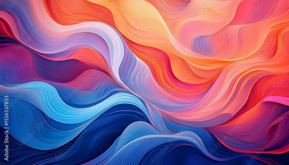 Obraz premium vibrant abstract background mesmerizing waves of blue orange and pink for creative designs and digital art