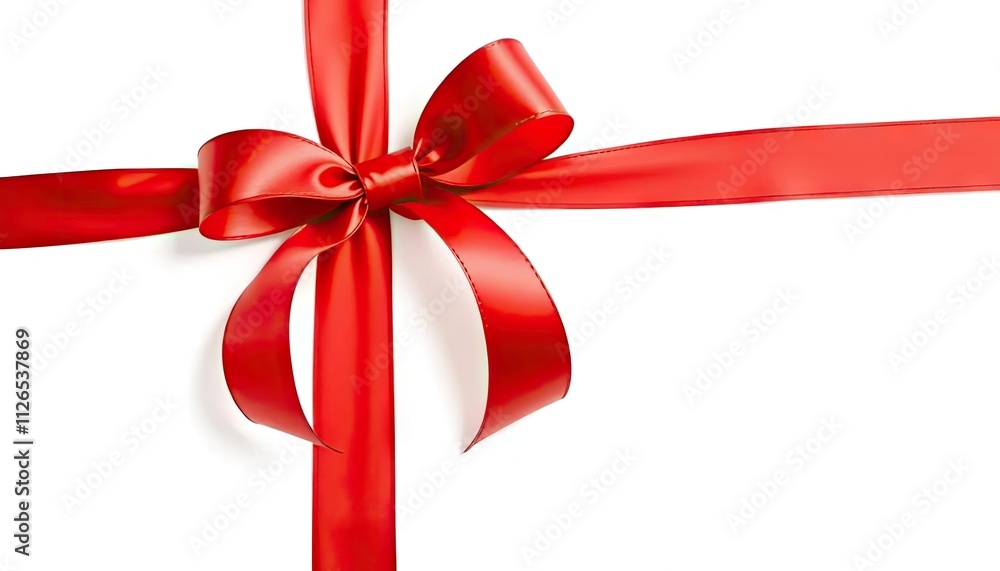 A close-up of a red ribbon and bow on a white background, symbolizing gift-giving. A close-up of a red ribbon and bow on a white background, symbolizing gift-giving.