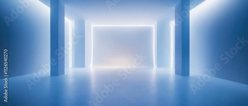 modern abstract interior with soft blue lighting