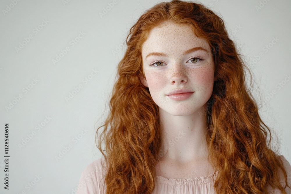 portrait of a young woman with curly red hair portrait of a young woman with curly red hair