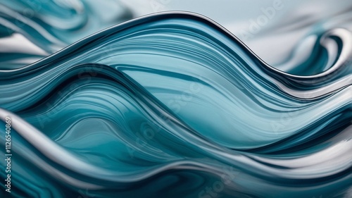 Abstract Fluid Wave Patterns in Shades of Blue and White.