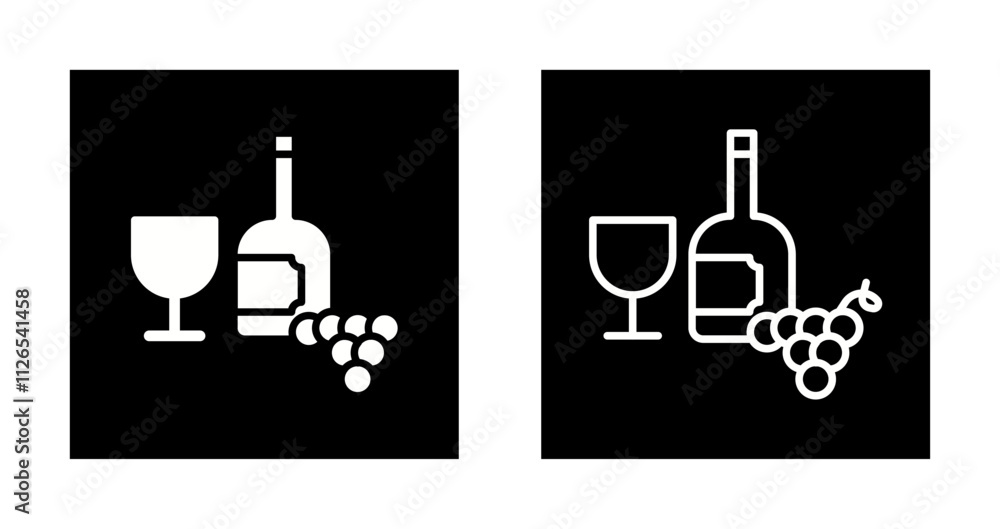 Wine Glass and Grapes Icon Design Wine Glass and Grapes Icon Design