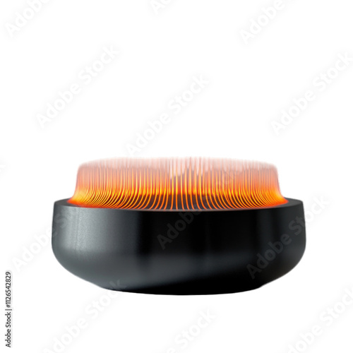 Modern black and orange decorative object with unique design isolated on transparent background png