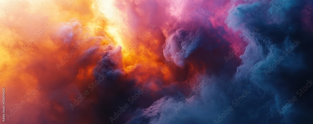 Fototapeta premium Colorful nebula with density glowing particles