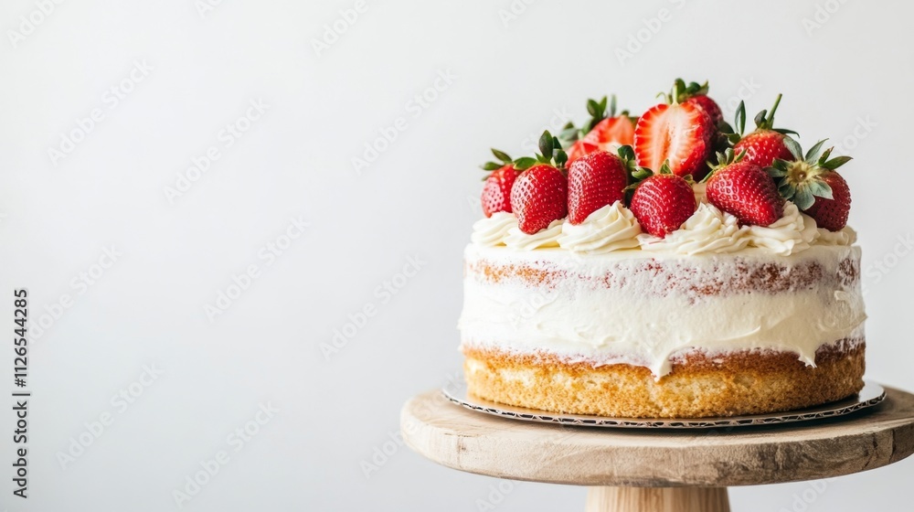 Classic Vanilla Birthday Cake with Creamy Frosting and Strawberries Classic Vanilla Birthday Cake with Creamy Frosting and Strawberries