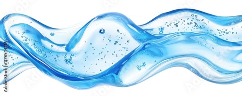 Cosmetic gel texture. Sanitizer, antibacterial clear blue gel waves background. Skincare transparent creamy product with bubbles