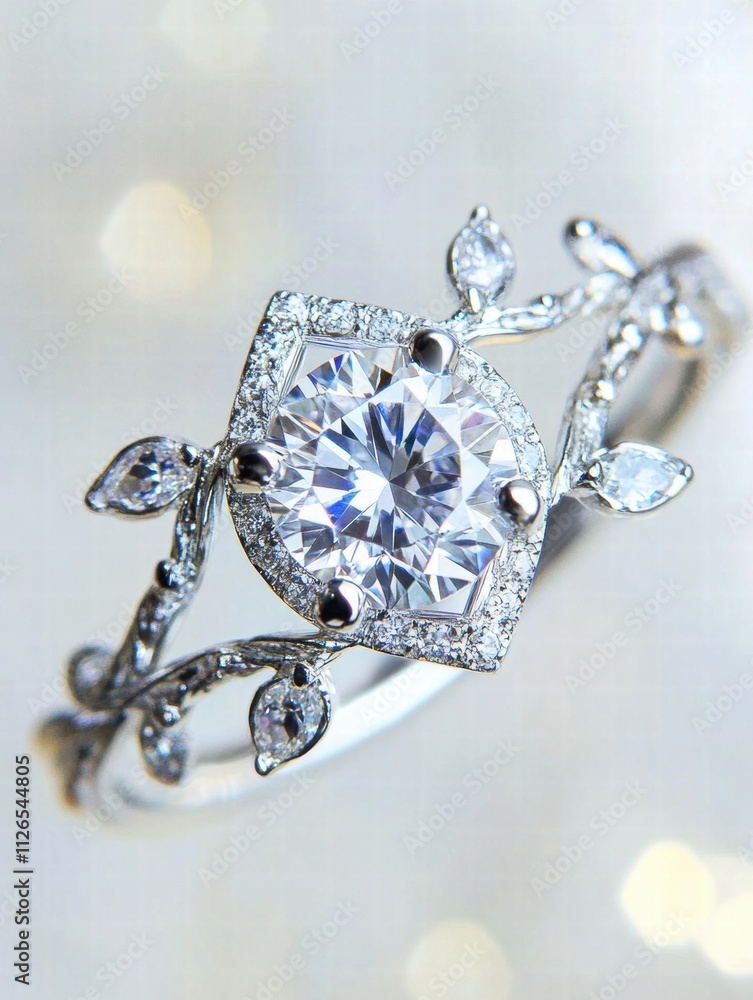 A white and silver ring with a leaf design A white and silver ring with a leaf design