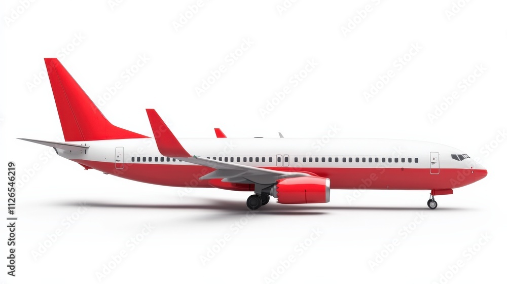modern airplane with red accents on a white background modern airplane with red accents on a white background