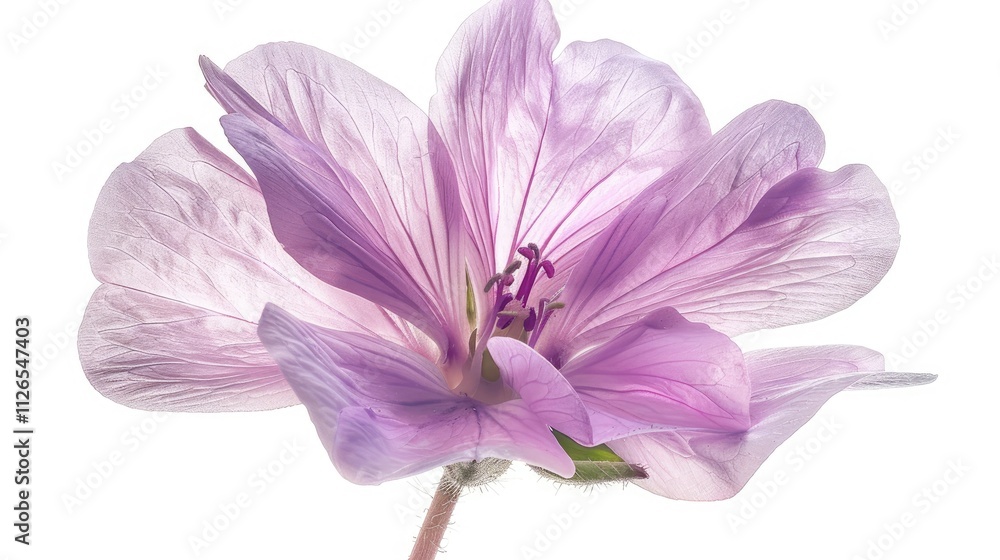 A delicate geranium flower, isolated on a white background A delicate geranium flower, isolated on a white background