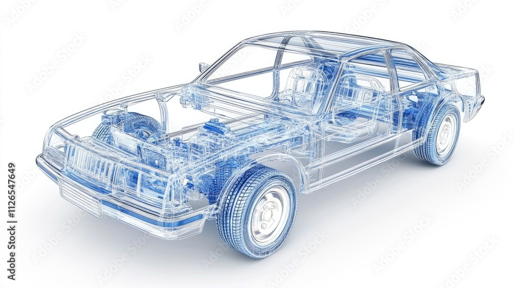 A transparent futuristic electric car design with illuminated internal structures and eco-friendly innovation on display. A transparent futuristic electric car design with illuminated internal structures and eco-friendly innovation on display.