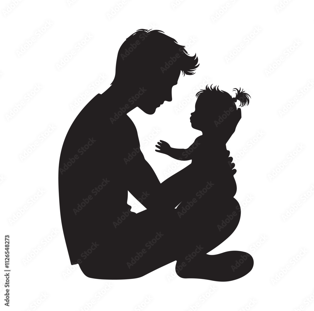 father and baby girl silhouette vector illustration father and baby girl silhouette vector illustration