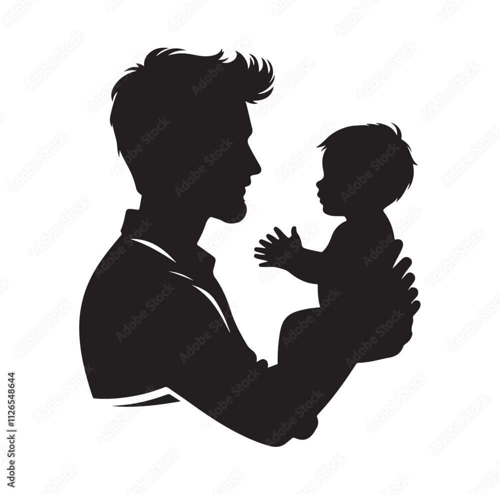 father and baby girl silhouette vector illustration