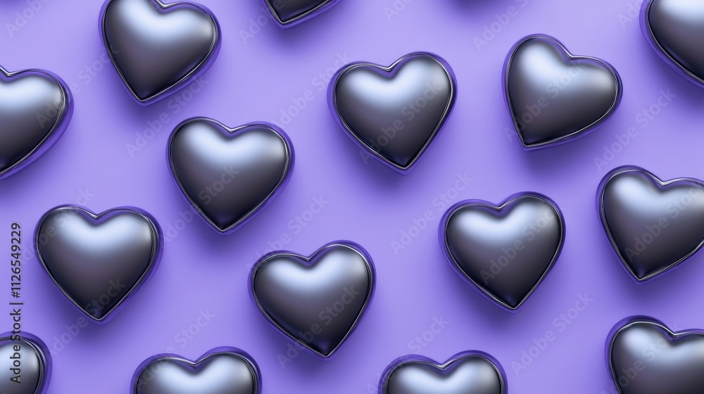 Transparent glass and Metallic heart isolated on white,Holiday celebration,Valentine's Day or wedding,gift boxes and red hearts. Valentine scene for products showcase,copy space.