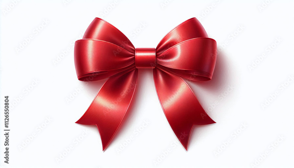 Fototapeta premium Elegant Red Ribbon Bow on White Background