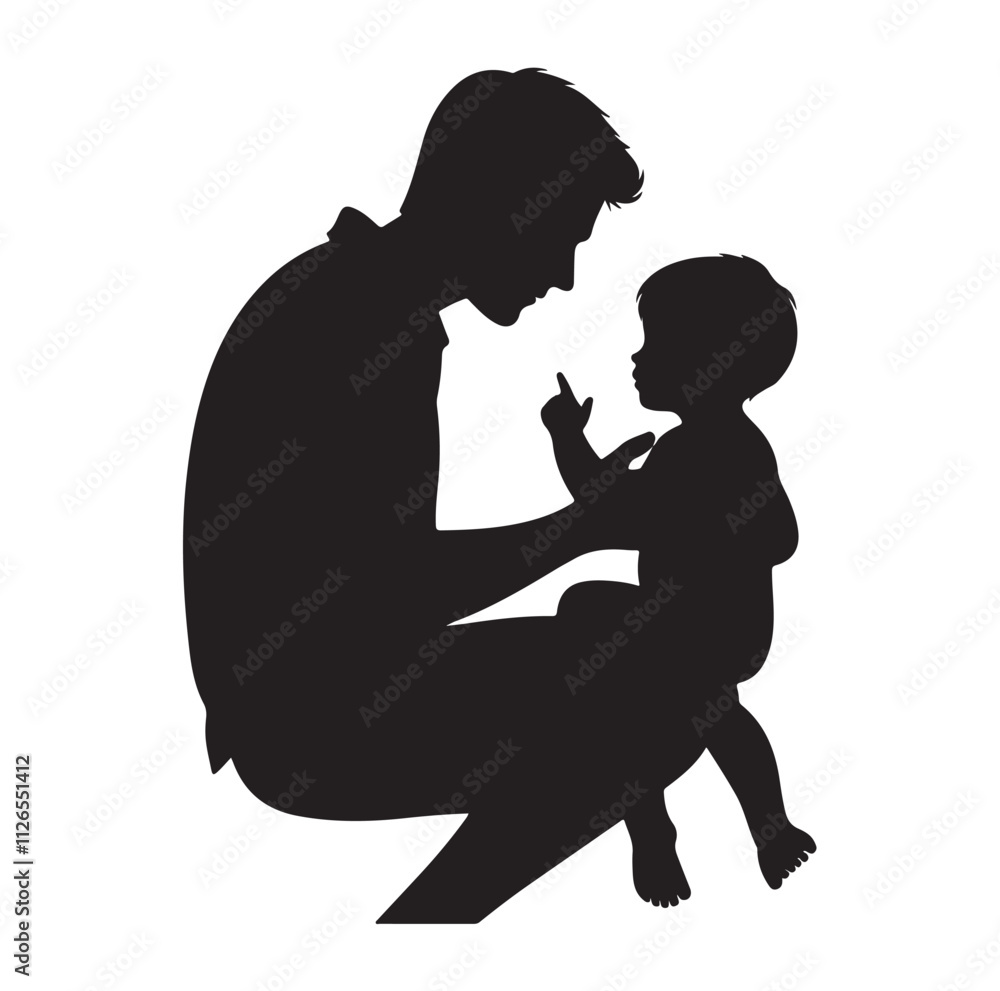 father and baby girl silhouette vector illustration father and baby girl silhouette vector illustration