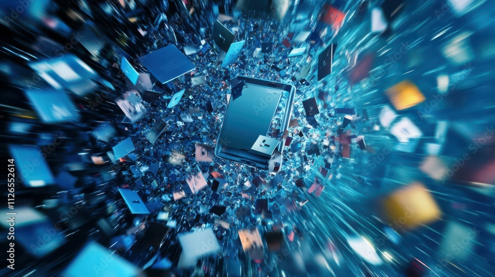 Deleting unnecessary files and data, symbolizing the concept of digital waste management and freeing up disk space. Deleting unnecessary files and data, symbolizing the concept of digital waste management and freeing up disk space.