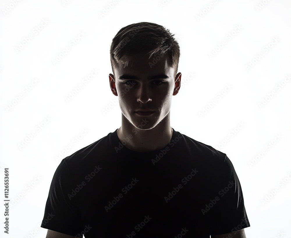 Intense Silhouette Portrait of a Young Man - A Striking Visual Intense Silhouette Portrait of a Young Man - A Striking Visual