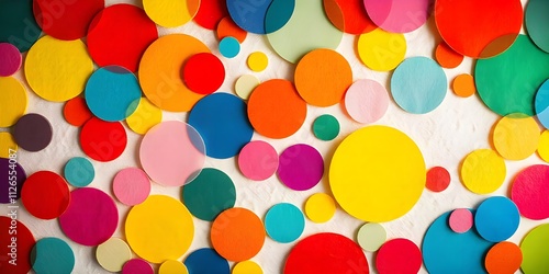 Vibrant Multicolored Paper Circles Abstract Art