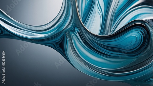 Abstract Fluid Wave Patterns in Shades of Blue and White.
