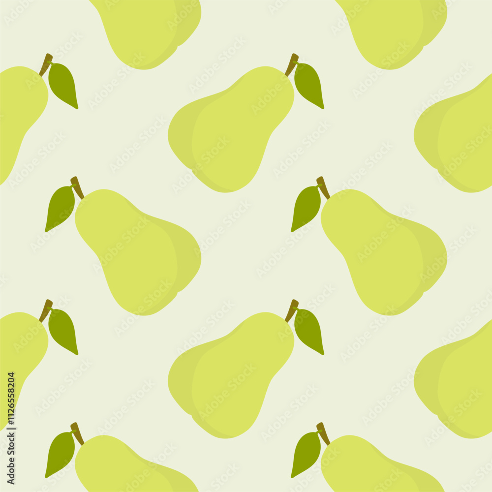 Obraz premium Pears Seamless Background. Pear fruit flat repeat background