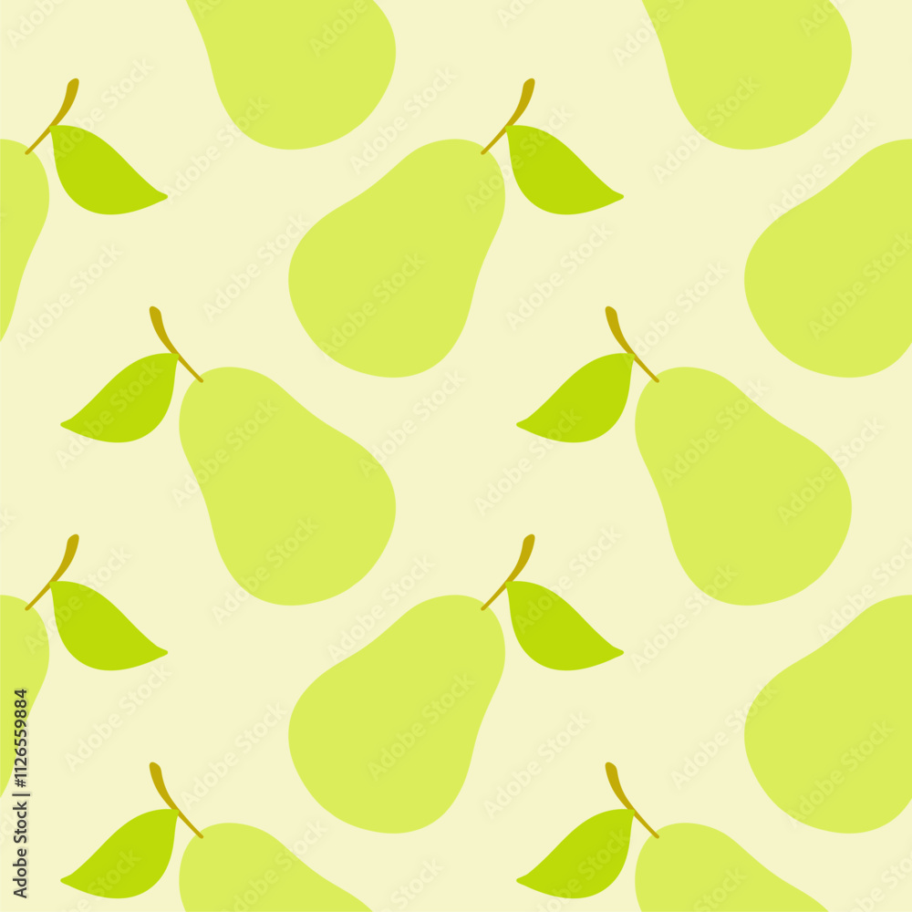 Obraz premium Pears Seamless Background. Pear fruit flat repeat background