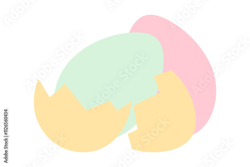 Easter Eggs end cracked eggshell in trendy colorful festive hues Easter greeting festive composition