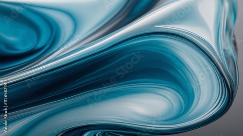 Abstract Fluid Wave Patterns in Shades of Blue and White.