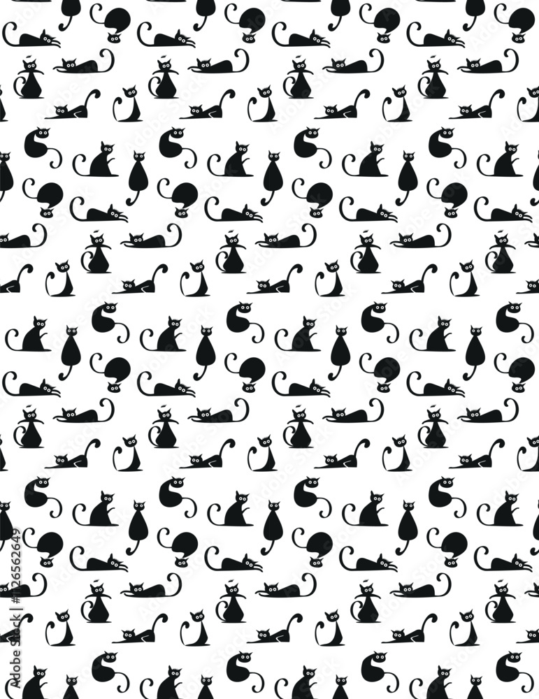 custom made wallpaper toronto digitalSeamless pattern with silhouettes of cats