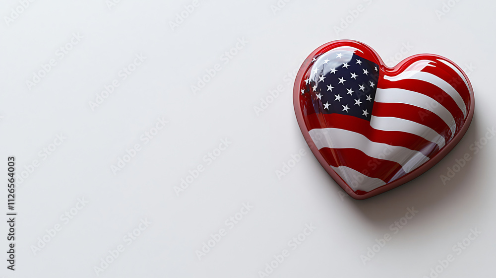 Fototapeta premium Heart Health Awareness Concept with USA Flag and 3D Heart Model on White Background