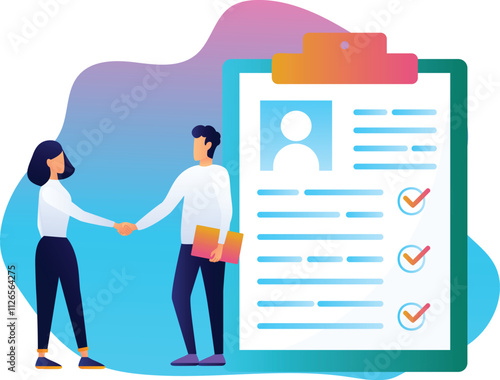 Employment Agreement Vector Illustration