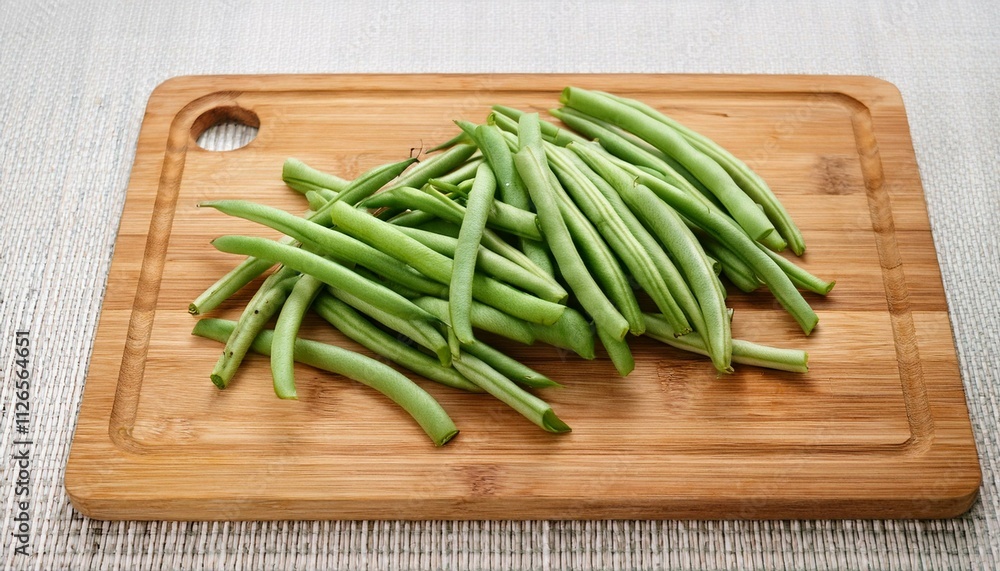 sliced green beans on chopping board isolate on transparency background sliced green beans on chopping board isolate on transparency background