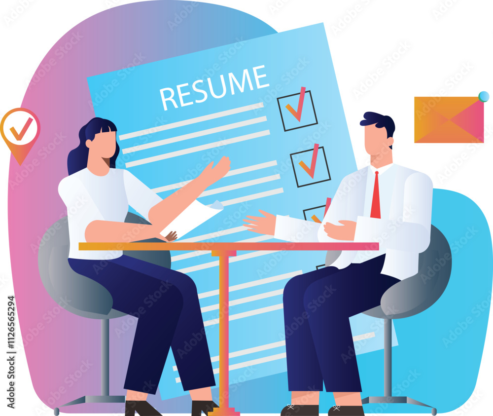 Job Interview Vector Illustration Job Interview Vector Illustration