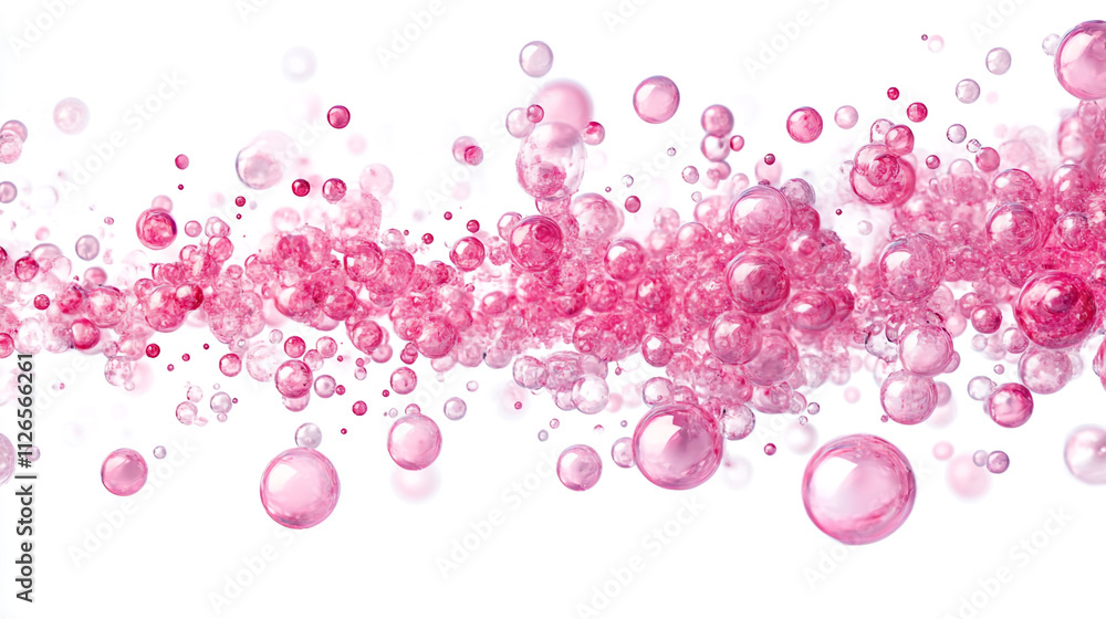 Colorful bubbles floating in a soft pink background create a dreamy atmosphere Colorful bubbles floating in a soft pink background create a dreamy atmosphere