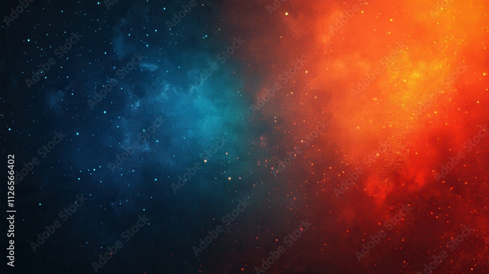 Fototapeta premium Noise texture grainy background, orange blue red black abstract glowing color gradient shape, dark retro banner poster header backdrop design