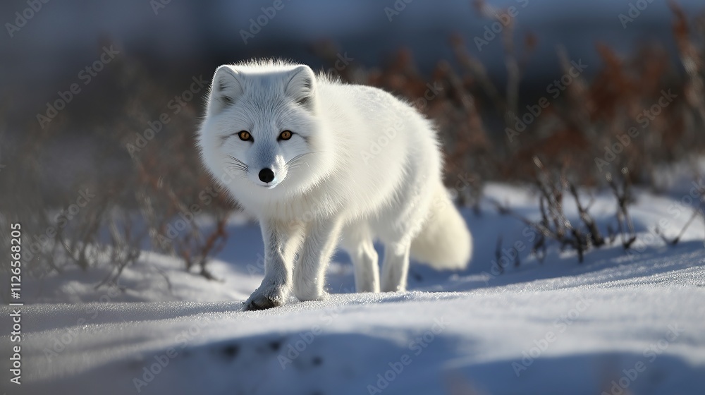 Arctic Fox Walking Through Winter Snow Arctic Fox Walking Through Winter Snow