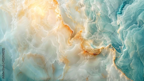 Close up of blue, white, and orange marble texture.