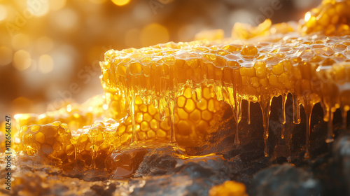 Honeycomb. Honey oozing.
 photo