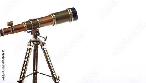 telescope is an optical instrument used to observe distant objects stars and astronomy being most common using lenses, curved mirrors, or a combination of both. Isolated on white background photo