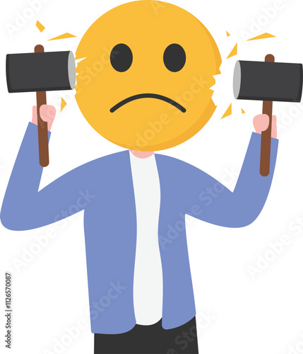 Regret on business mistake, frustration or depressed, stupidity or foolish losing all money, stressed and anxiety on failure concept
